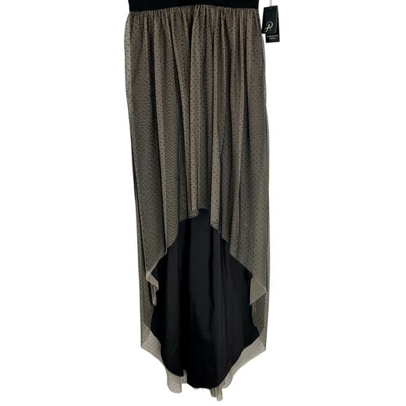 ADRIANNA PAPELL AP1E202268 HIGH LOW GLITTER PIN DOT RUCHED COCKTAIL DRESS - Picture 6 of 16